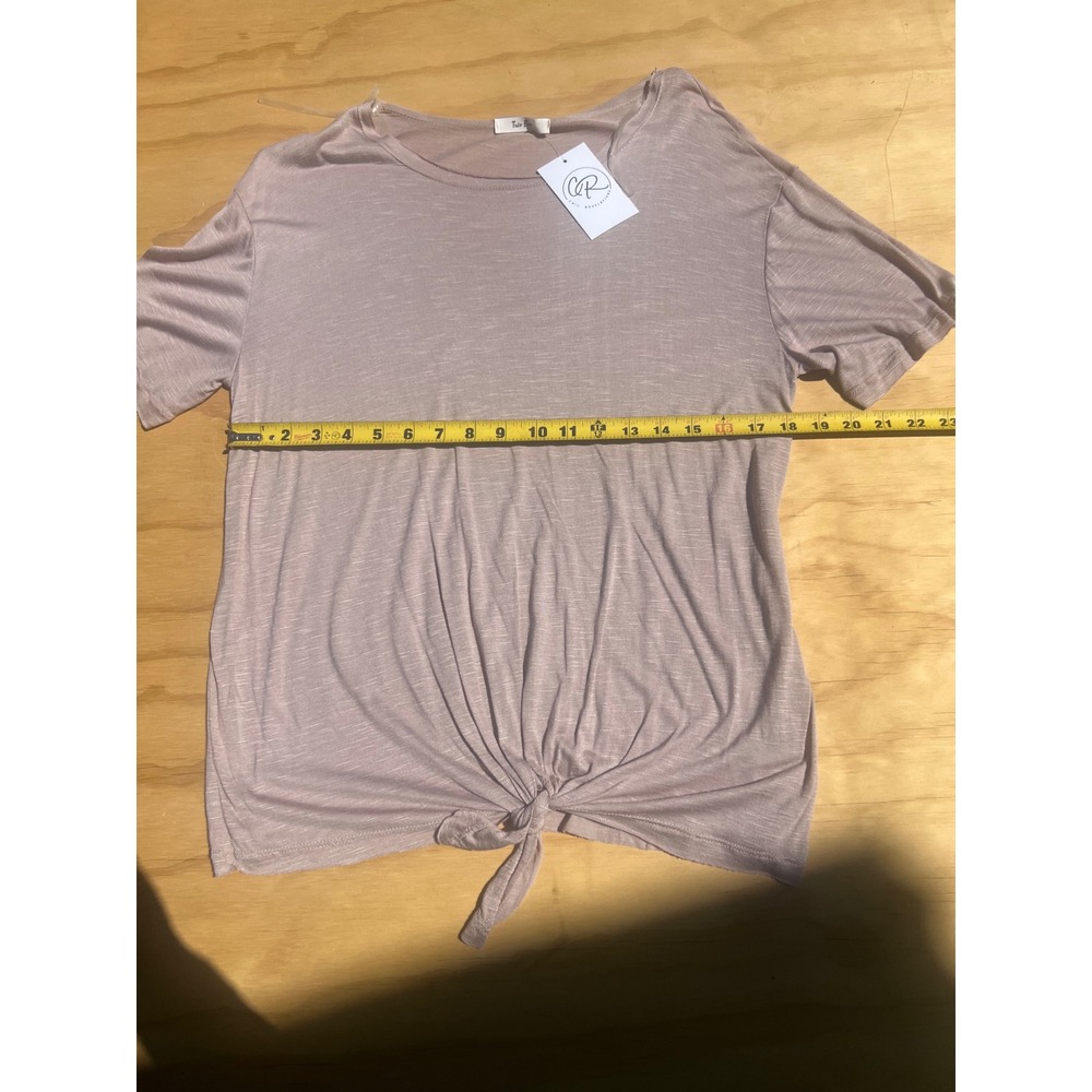 Tres Bien Chic Revelations Mauve Front Tie Knot Slub Knit Top Large T-33355